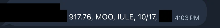Redacted IUL sale posted in an agency sales chat