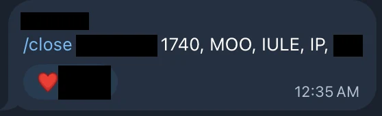 Redacted IUL sale posted in an agency sales chat