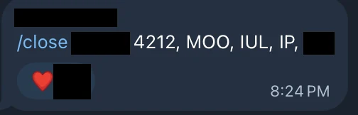 Redacted IUL sale posted in an agency sales chat