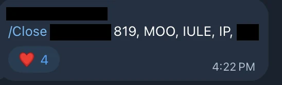 Redacted IUL sale posted in an agency sales chat