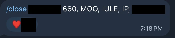 Redacted IUL sale posted in an agency sales chat