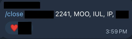 Redacted IUL sale posted in an agency sales chat
