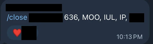 Redacted IUL sale posted in an agency sales chat