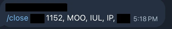 Redacted IUL sale posted in an agency sales chat