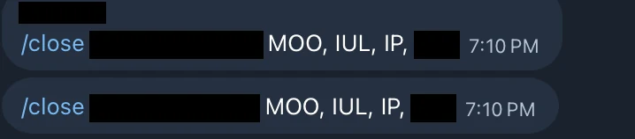 Redacted IUL sale posted in an agency sales chat