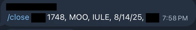 Redacted IUL sale posted in an agency sales chat