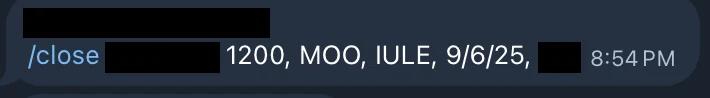 Redacted IUL sale posted in an agency sales chat